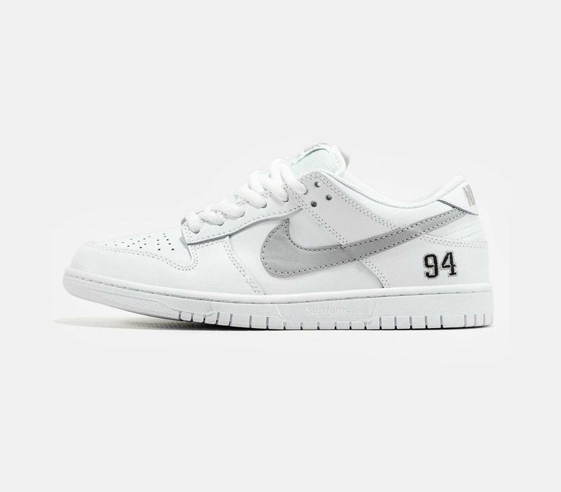 Кросівки Nike SB Dunk Low x Supreme 94 White Grey ПРЕМІУМ (36-41)
