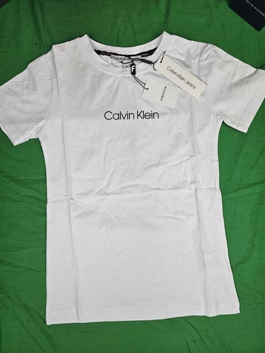 Koszulka Shirt koszulki calvin klein biała napis na środku damskie Premium