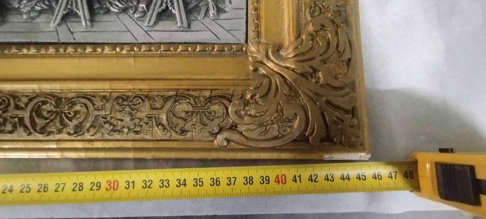 Quadro antigo em relevo "A última ceia"