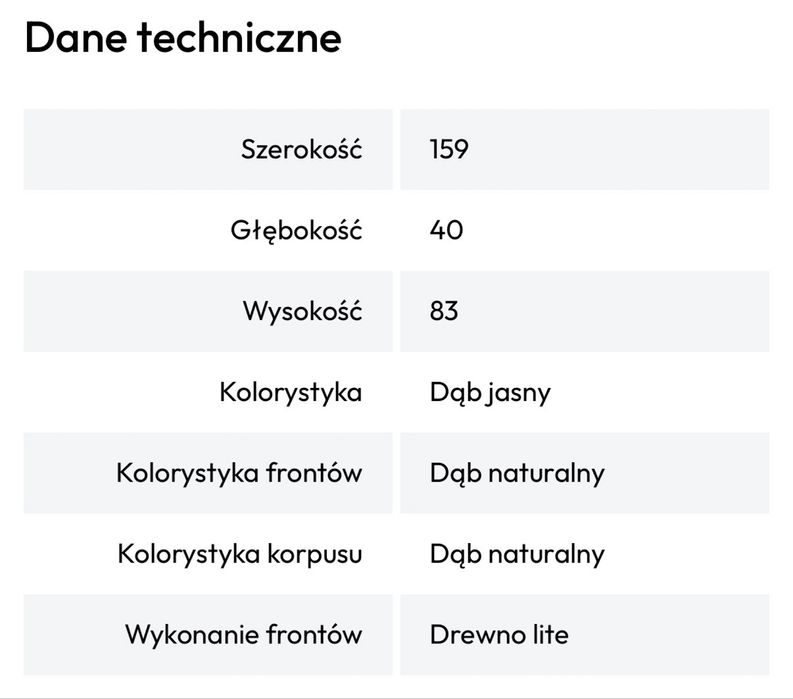 Zestaw mebli : komoda witryna stolik - DREWNO
