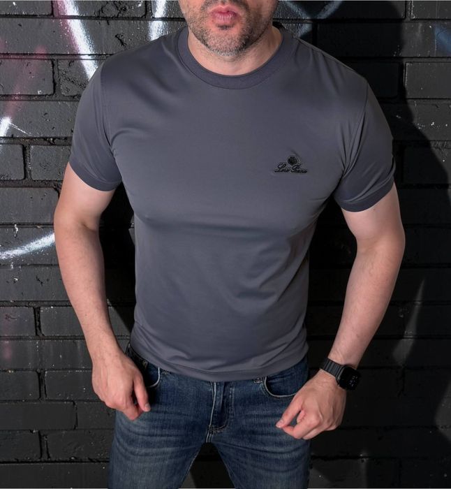НОВИНКА Чоловіча футболка Loro Piana,Boss та інші бренди M L XL 2XL 3XL 4XL  сіра/біла/чорна ШОУРУМ