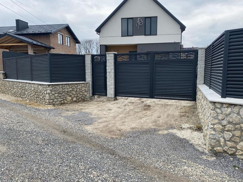 Металеві паркани під ключ, Штахетник, Хвіртка, Ворота відкатні