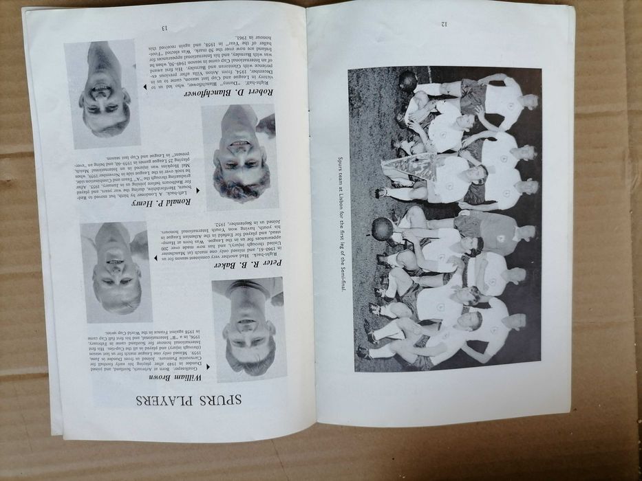 Programa Tottenham vs Benfica 1/2 Final 1962 c/EUSÉBIO e Equipa