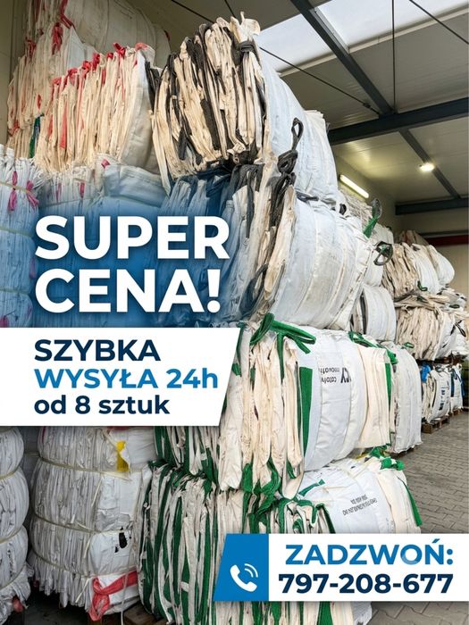 Używane Worki big bag na kamien gruz odpad smieci zlom ! Mocne 1000 kg z udzwigiem 1000 kg 96/96/150 cm