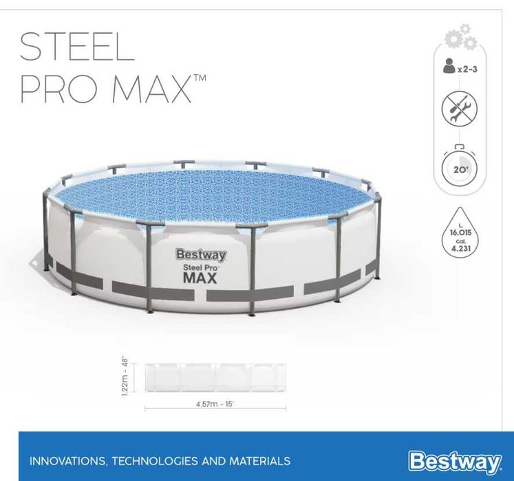 Piscina desmontável Bestway Steel Pro Max 4,57x1,22m c/ bomba, filtro, escada e cobertura