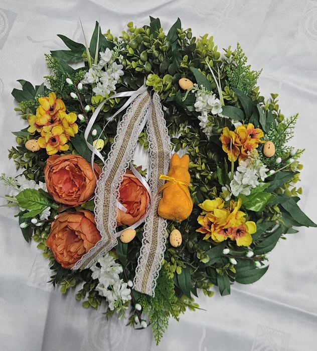 Stroik, wianek Wielkanoc, wieniec, wiosenny, duży i gęsty 45cm !