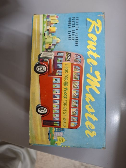 Brinquedo plastico antigo vintage autocarro ingles na caixa