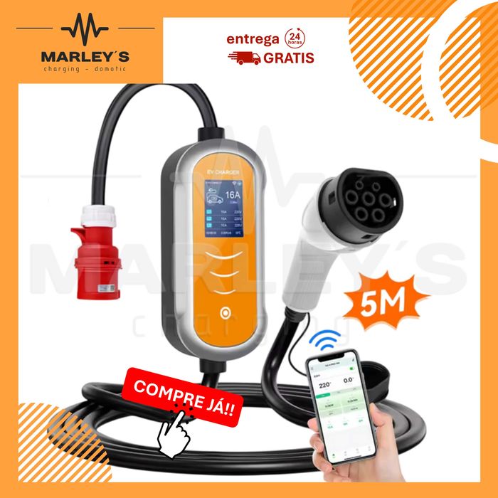 Carregador Portátil 11 kw - 16A -Tipo 2 - C/ APP WI-FI