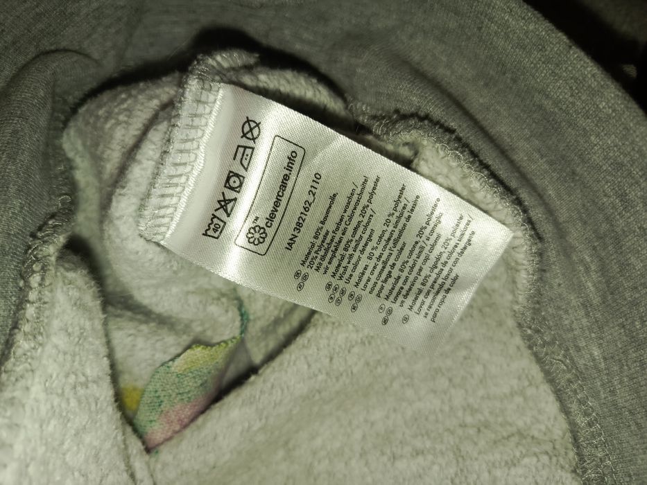 Hoodie popielata melange kaptur kangur ręcznie wykonana
