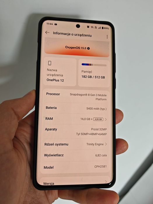 OnePlus 12 16 GB / 512 GB 5G czarny + ładowarka+ case + 2x folia