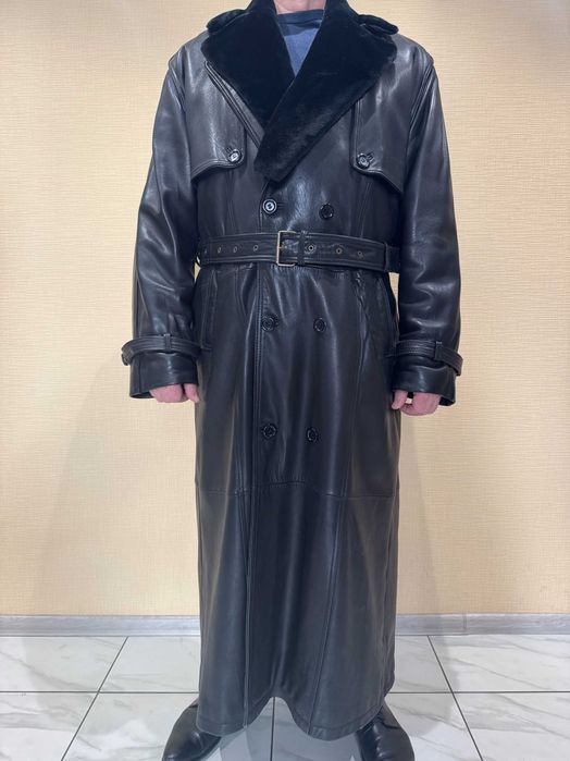 Пальто чоловіче шкіряне, шкірянка, зимово-осіннє пальто