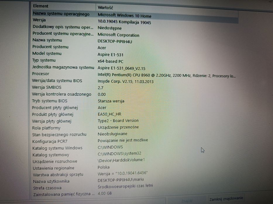 Laptop Acer 15,5 cala