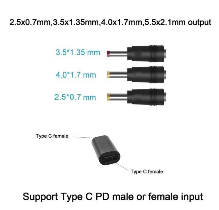 Кабель usb dc 9v та pd 20v usb type c dc 2.5/3.5/4.0/5.5