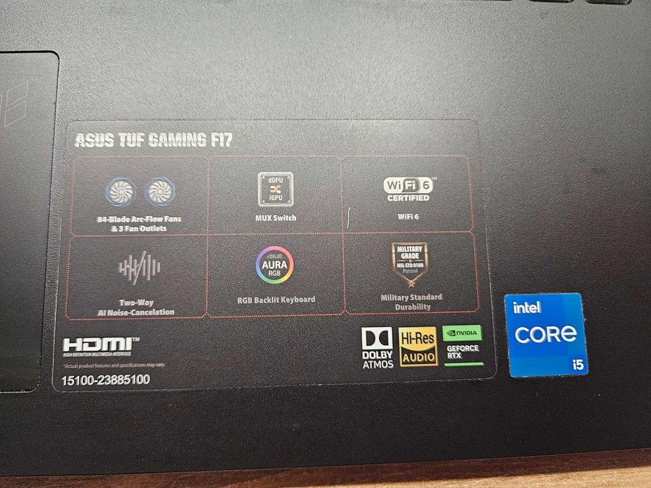 ASUS TUF Gaming F17 RTX 3050 / i5-12500H / 16GB / 512GB SSD