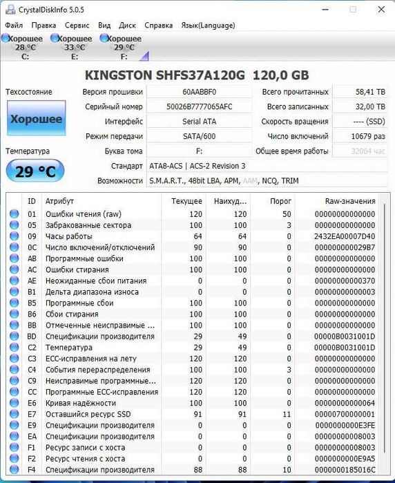 Жорсткий діск  SSD Kingston Fury 120 гб