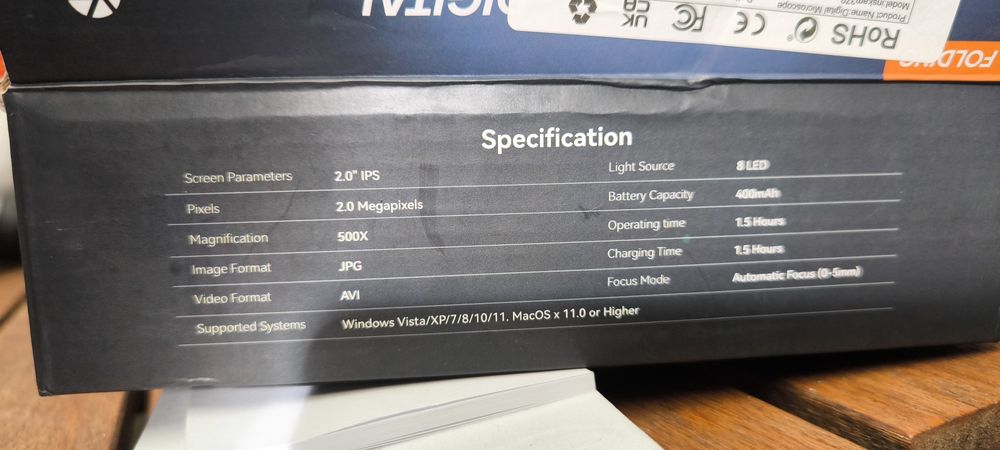 Microscópio digital ampliador lupa dobrável