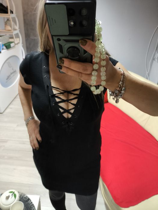 By o La La piękna bawełna sukienka czarna s m