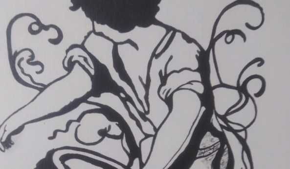 Quadro a preto e branco, pintado à mão sobre tela