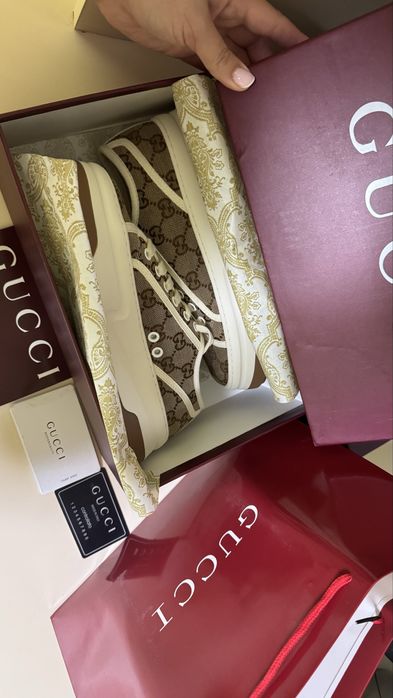 Кеди на платформі коричневі гуччи люкс