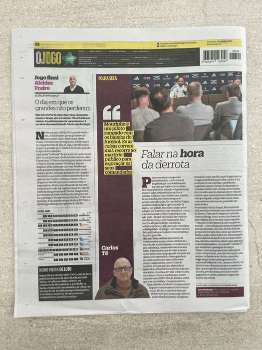Vendo jornais 11 de Janeiro de 2026 - Vitória SC vencedor Taça da Liga