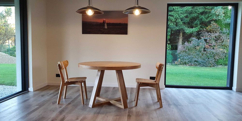 Nowoczesny stół dębowy okrągły rozkładany 2x50cm Loft 1