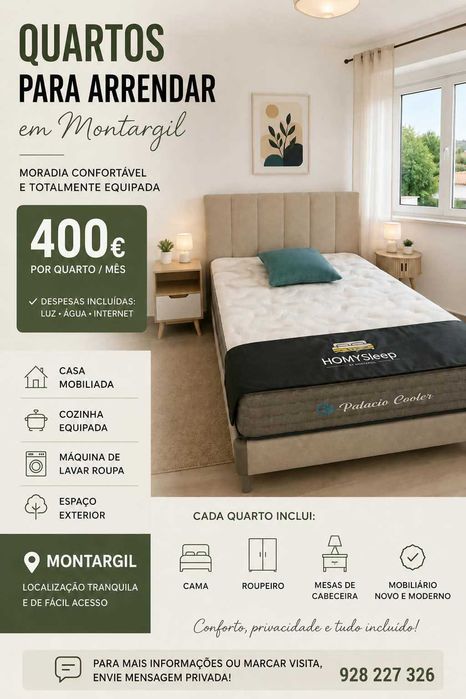 Quartos para arrendamento mensal - Montargil