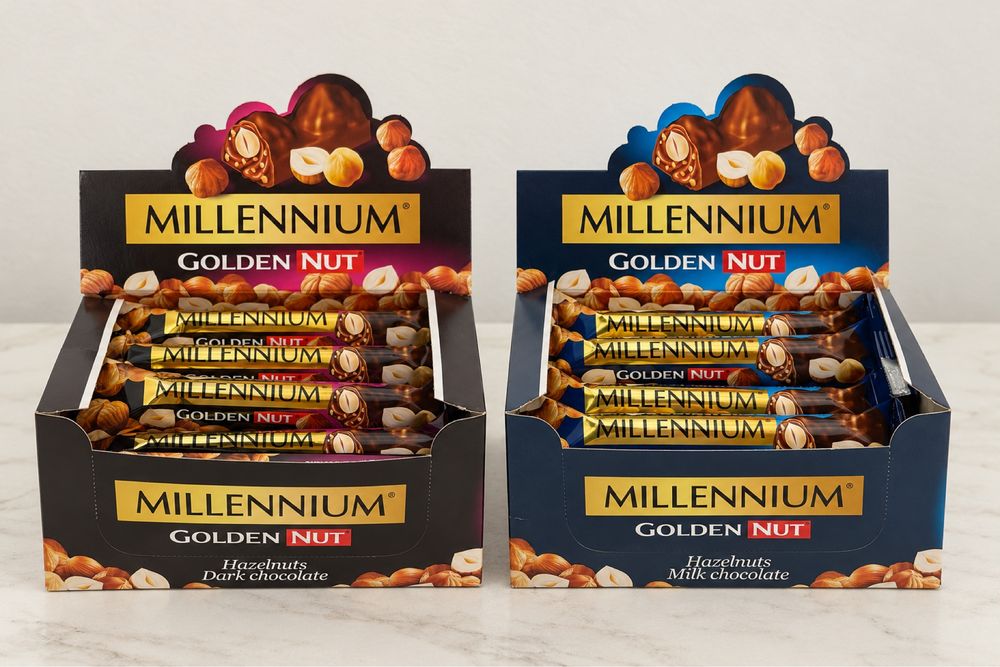 Millennium Golden Nut – orzechy laskowe w czekoladzie ciemnej i mlecznej