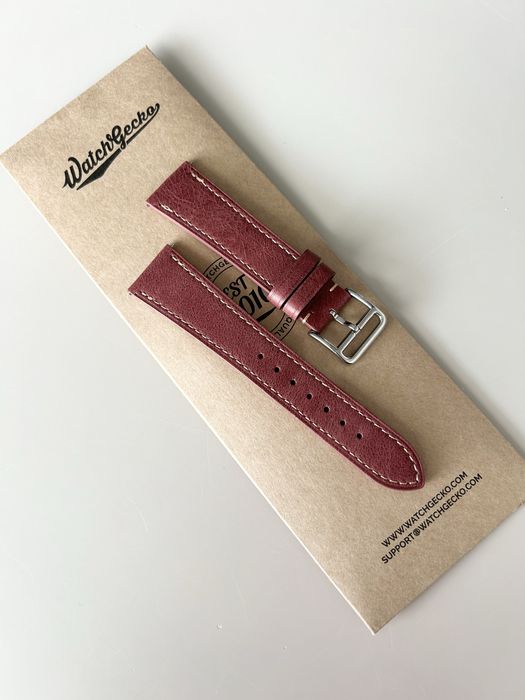 JAK NOWY Pasek 22 mm WatchGecko Brixham Pastel Burgundy Crazy Horse