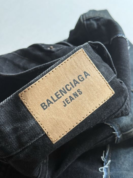 Balenciaga Cut Up Jeans in Black/Blue