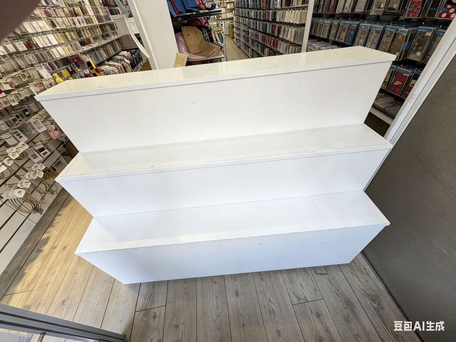 Expositor montra móvel madeira branca com rodas