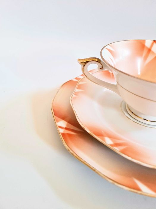 Trio śniadaniowe Reinecke, spritzdekor lata 20/30 piękne art deco