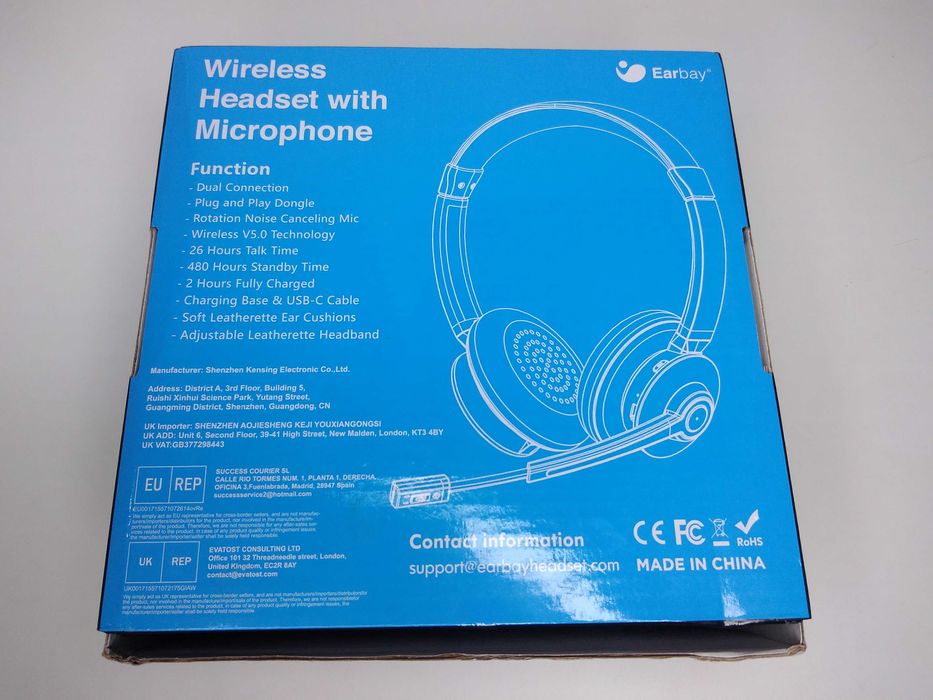 Słuchawki bezprzewodowe Earbay z mikrofonem i adapterem USB-OKAZJA!