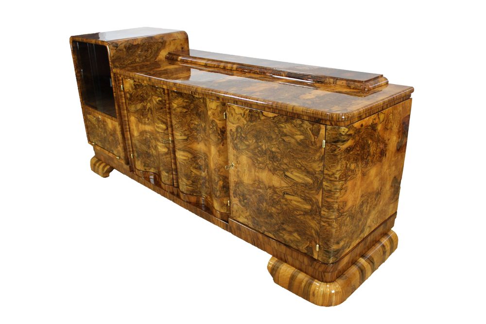 Piękny bufet z witryną / duża komoda Art - Deco / po renowacji  antyki