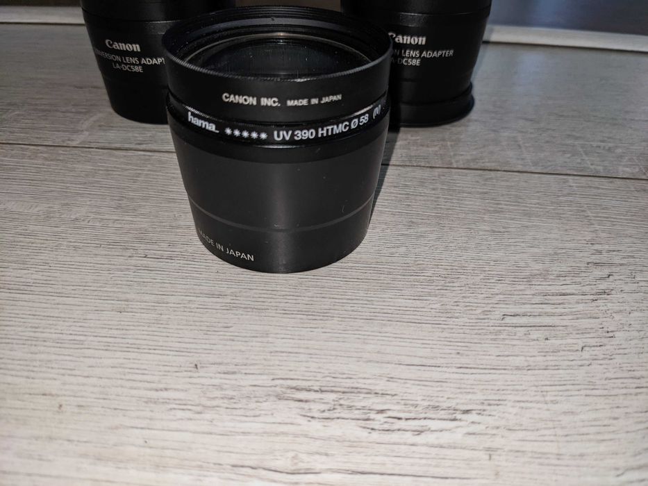 canon soczewka 58mm close-up lens 500D + filtr  uv 390 htmc adapter
