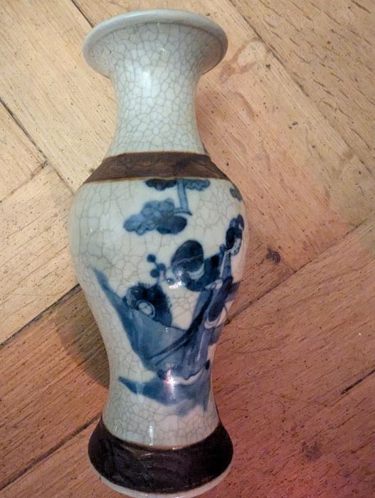 Stary Chiński Wazon Nanking Crackle / Sygnatura /20 cm / Antyk