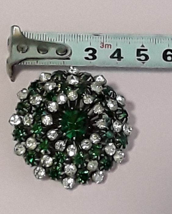 Emerald Green and White Brooch / Pin / Clasp, Antique64564057964546124