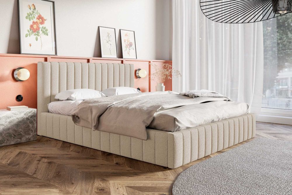 Łóżka Łóżko tapicerowane bed MINDY 160x200 180x200 POJEMNIK