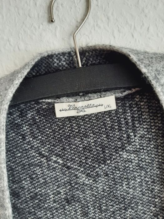 Vinceotto Alpaka Nowy długi szary kardigan gruby ciepły sweter plaszcz