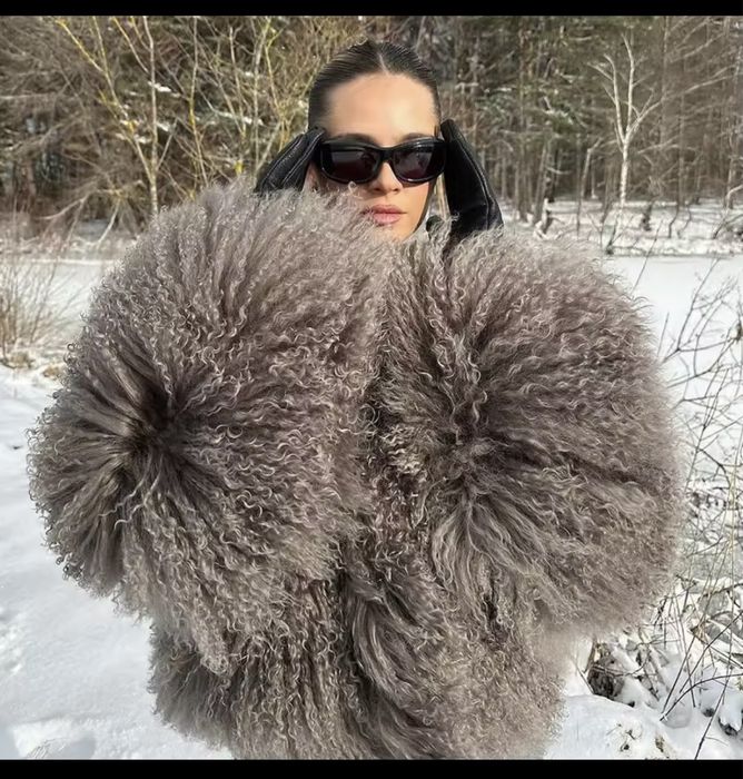 Kontantto kurtka futro naturalna lama capuccino xs-8xl