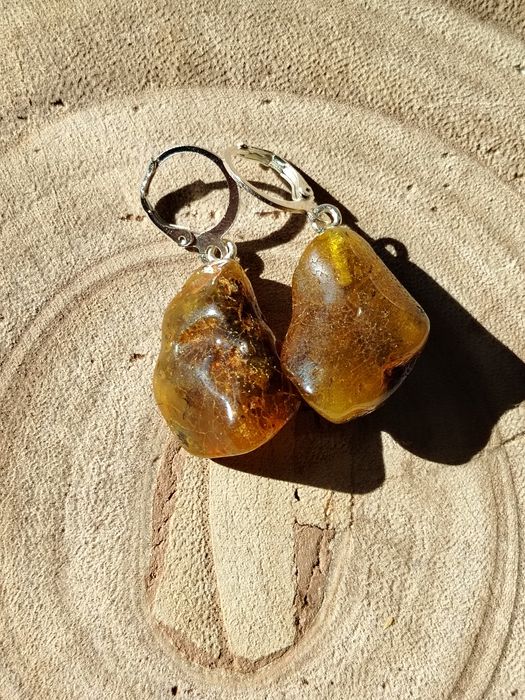 Unikatowe Kolczyki – Naturalny Bursztyn Bałtycki Zielony | Stal Szlach