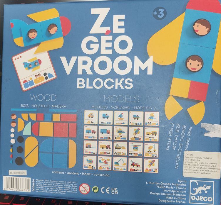 Drewniana układanka Djeco Pojazdy dla dzieci 3 plus