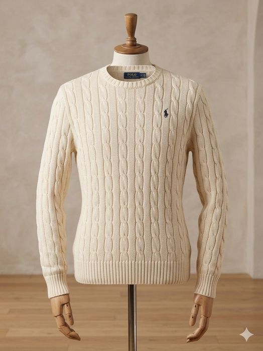 Світер polo ralph lauren кабельної в'язки, кремовий, оригінал