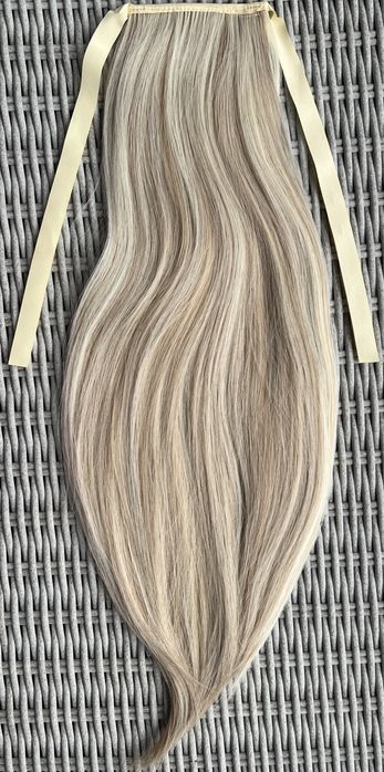 Premium Ultra włosy doczepiane, blond / pasemka / refleksy kucyk 416.