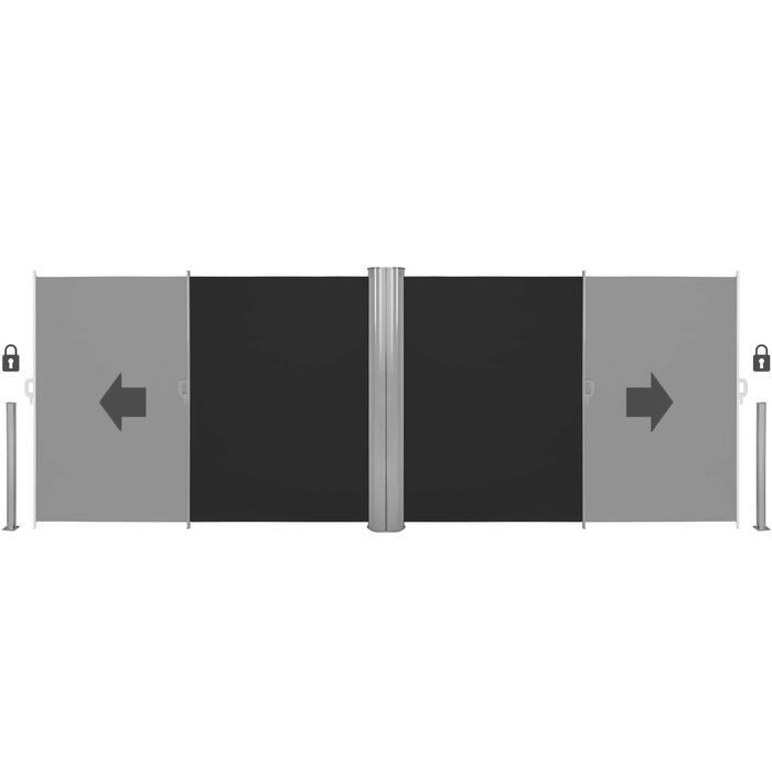 Podwójna markiza boczna czarny lub beżowy 200 x 600 cm OUTLET