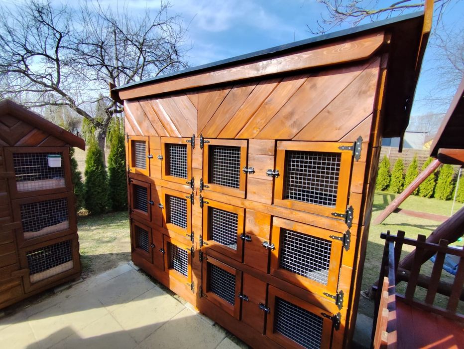 klatka domek dla nawet 48 królików trzy piętra deska sosna jodła