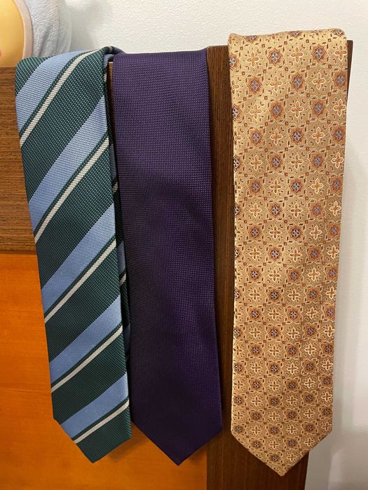 Conjunto 3 gravatas seda marcas Oscar, Sacoor e Giovanni Galli