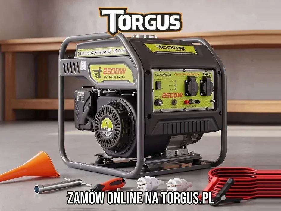 NOWY Agregat Prądotwórczy Toolme TM601 Inwertorowy 2500W Generator Prądu Benzynowy Miedziany 230V Na Budowę Do Domu Inverter AVR Mocny Cichy FAKTURA!