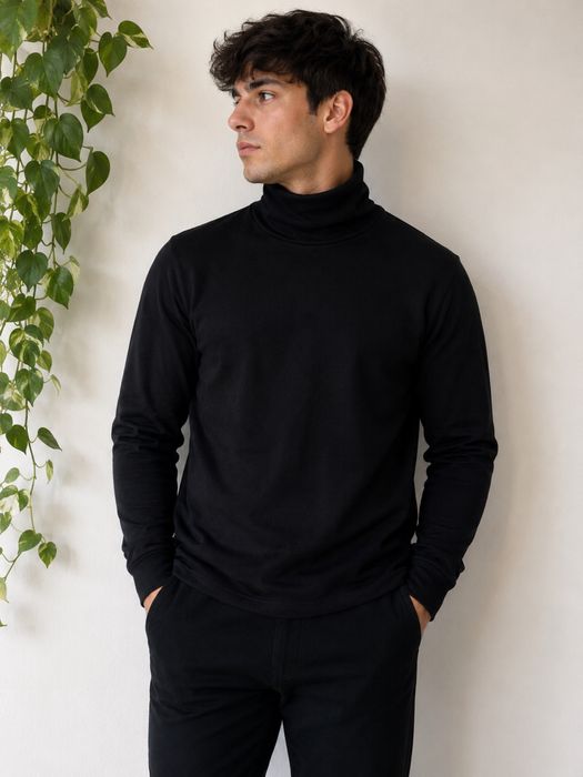 Camisola Gola Alta Preta Homem M