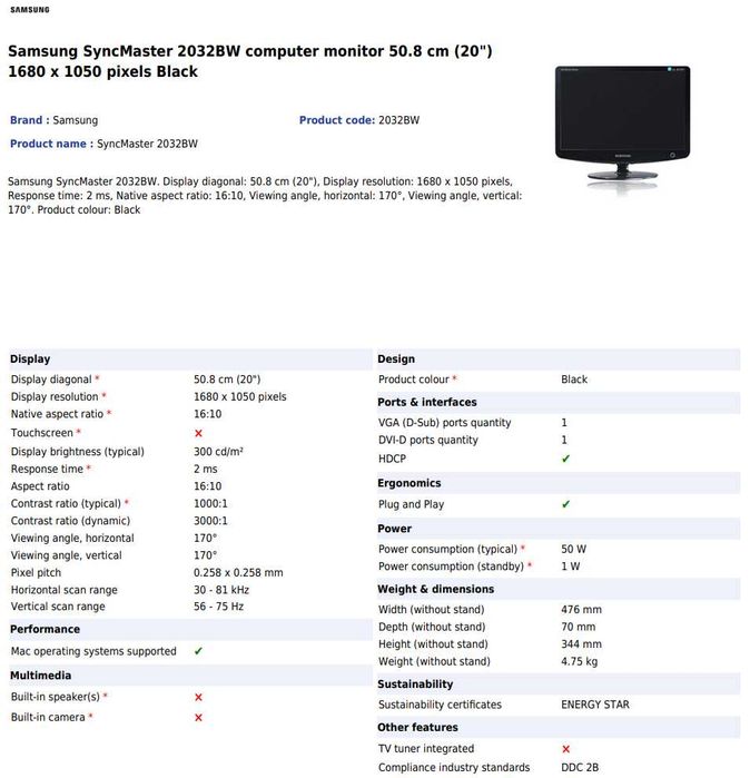 Monitor 20" Samsung 100% funcional437882376569507844