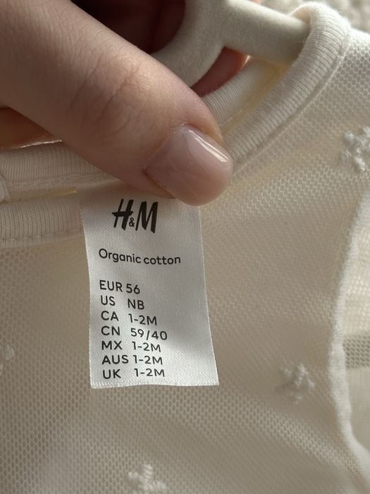 Дитяча святкова, для фотосесії, хрещення сукня для немовля молочна h&m